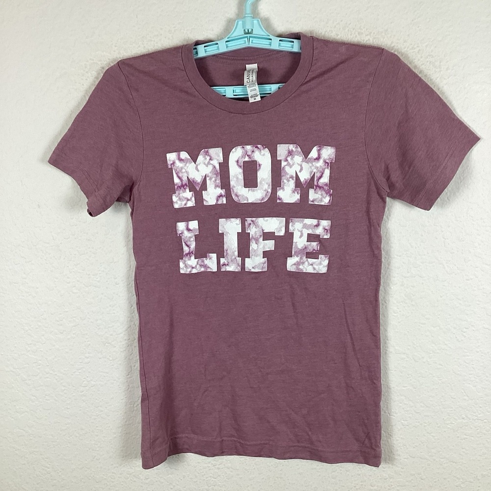 Mom Life Womens T Shirt Top Sz XS Short Sleeve Soft Graphic Print Excellent